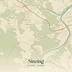 Fototapeta premium Vintage map of Sinzing, Germany.