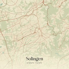 Obraz premium Vintage map of Solingen, Germany.