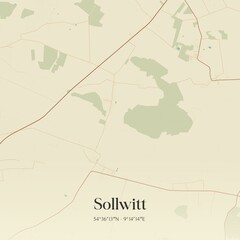 Fototapeta premium Vintage map of Sollwitt, Germany.