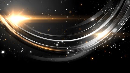 Obraz premium Abstract Gold and Silver Swirling Light Design
