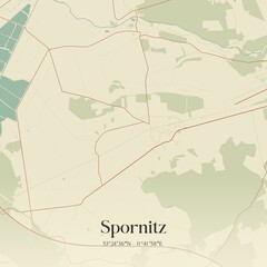 Fototapeta premium Vintage map of Spornitz, Germany.