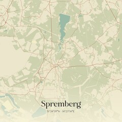 Vintage map of Spremberg, Germany.