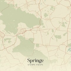 Vintage map of Springe, Germany.