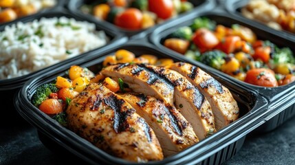 Grilled Chicken Meal Prep with Rice and Vegetables