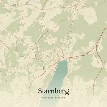 Vintage map of Starnberg, Germany.