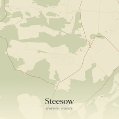 Fototapeta premium Vintage map of Steesow, Germany.
