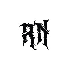 RN monogram logo design letter text name symbol monochrome logotype alphabet character simple logo