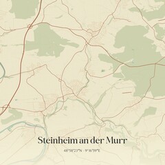 Vintage map of Steinheim an der Murr, Germany.