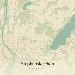 Vintage map of Stephanskirchen, Germany.