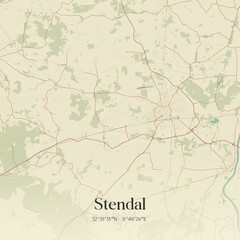 Vintage map of Stendal, Germany.