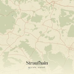 Obraz premium Vintage map of Straufhain, Germany.