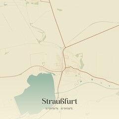 Vintage map of Straußfurt, Germany.