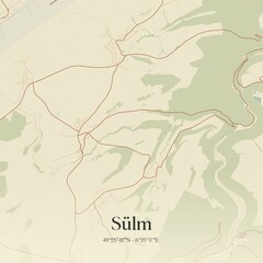 Vintage map of Sulm, Germany.