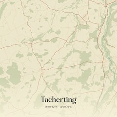 Vintage map of Tacherting, Germany.