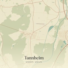 Fototapeta premium Vintage map of Tannheim, Germany.