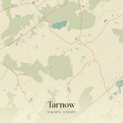 Vintage map of Tarnow, Germany.