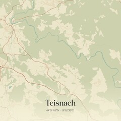 Vintage map of Teisnach, Germany.