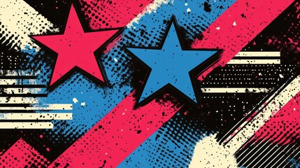 Abstract grunge stars diagonal stripes background design