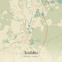 Fototapeta premium Vintage map of Teublitz, Germany.