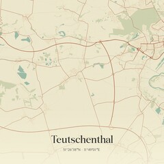 Fototapeta premium Vintage map of Teutschenthal, Germany.