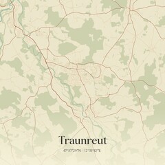 Vintage map of Traunreut, Germany.