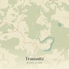 Fototapeta premium Vintage map of Trausnitz, Germany.