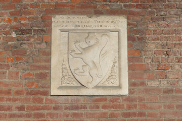 Historic artefacts in the entrance portico of the Basilica of Sant' Ambrogio, Milan
