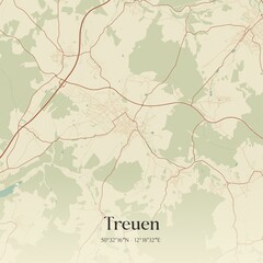 Vintage map of Treuen, Germany.