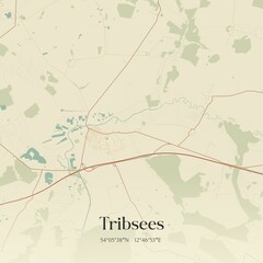 Vintage map of Tribsees, Germany.