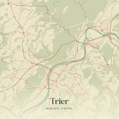Vintage map of Trier, Germany.