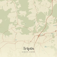 Vintage map of Triptis, Germany.