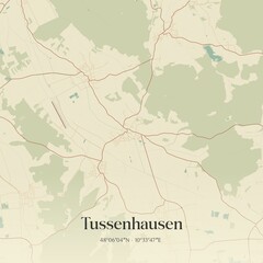 Fototapeta premium Vintage map of Tussenhausen, Germany.