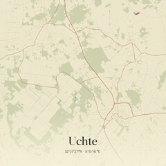 Vintage map of Uchte, Germany.