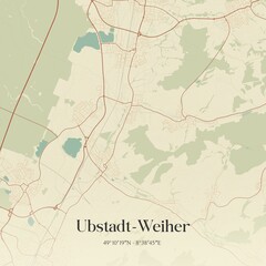Vintage map of Ubstadt-Weiher, Germany.