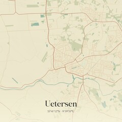 Vintage map of Uetersen, Germany.