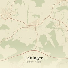 Vintage map of Uettingen, Germany.