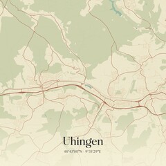 Vintage map of Uhingen, Germany.