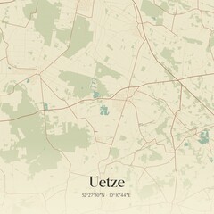 Vintage map of Uetze, Germany.