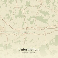 Vintage map of Unterdietfurt, Germany.