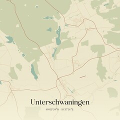 Vintage map of Unterschwaningen, Germany.