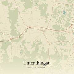 Vintage map of Unterthingau, Germany.