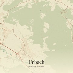 Vintage map of Urbach, Germany.