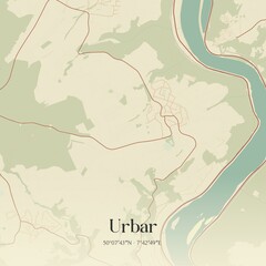 Obraz premium Vintage map of Urbar, Germany.
