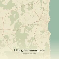 Obraz premium Vintage map of Utting am Ammersee, Germany.
