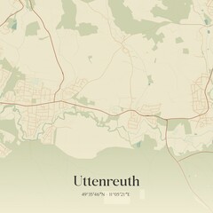 Vintage map of Uttenreuth, Germany.