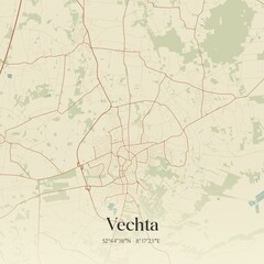 Vintage map of Vechta, Germany.