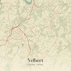 Vintage map of Velbert, Germany.