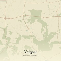 Vintage map of Velgast, Germany.