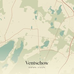 Vintage map of Ventschow, Germany.