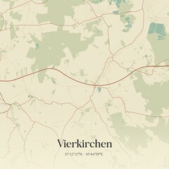 Vintage map of Vierkirchen, Germany.